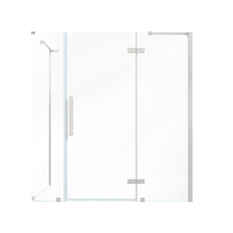 Tampa Satin Nickel Frameless Corner Shower Enclosure with Tempered Glass Panels