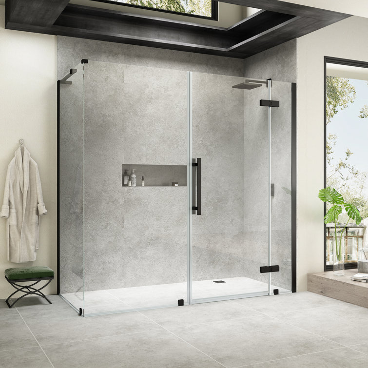 Endless Black Tempered Glass Frameless Corner Shower Kit