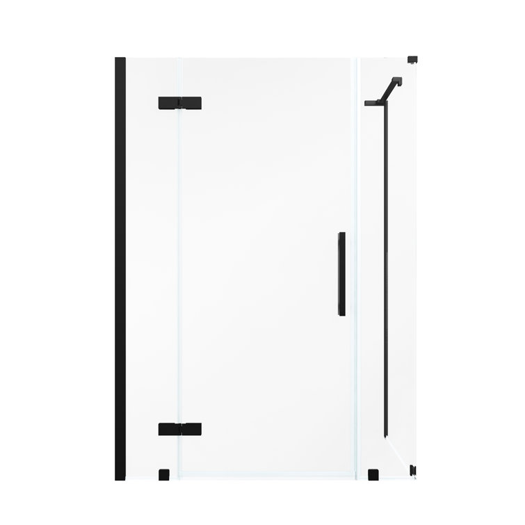 Black Frameless Corner Shower Kit with Tempered Glass Panels