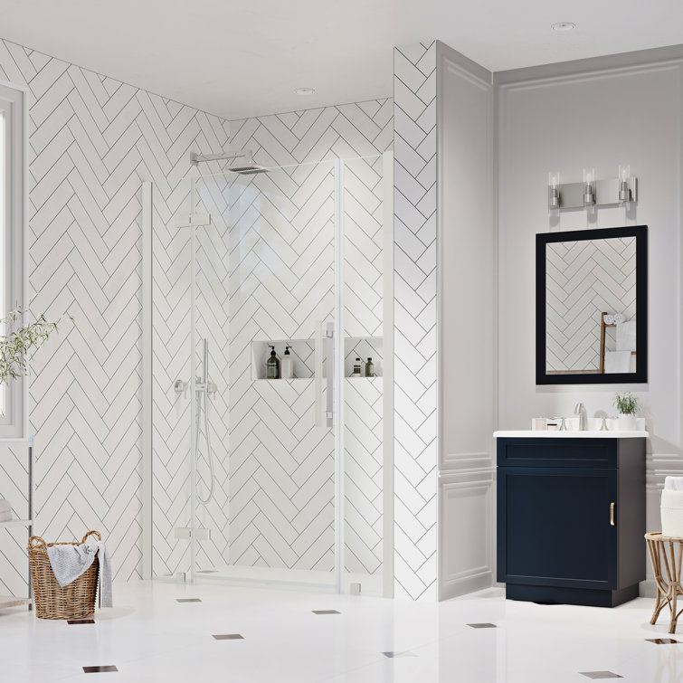 Endless Tampa 50" x 72" Frameless Satin Nickel Shower Kit with Tempered Glass
