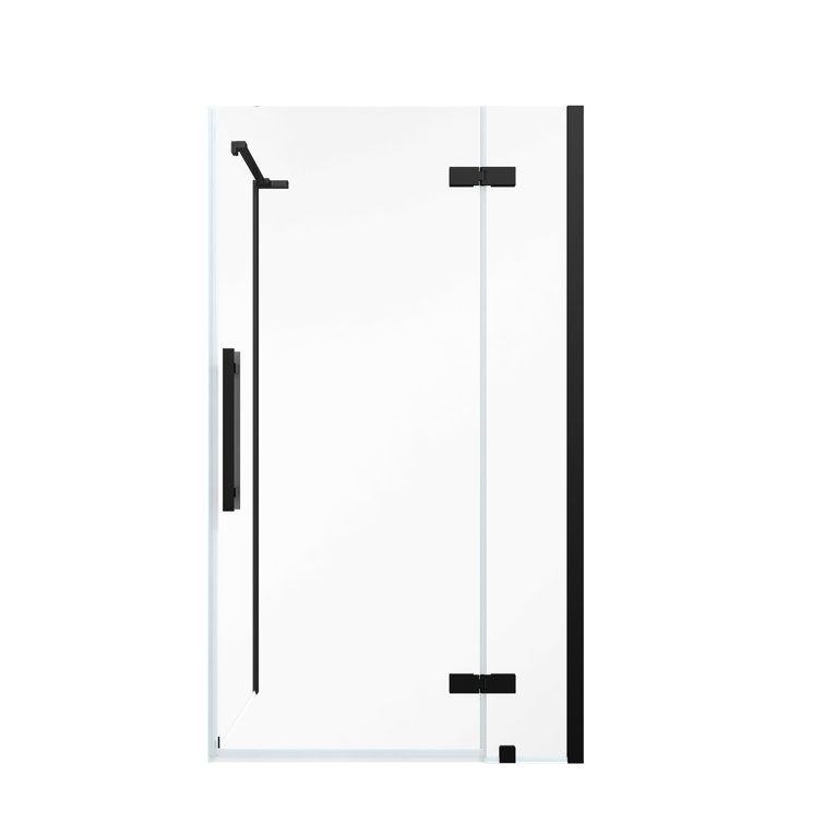 Black Tempered Glass Frameless Corner Shower Enclosure, 72" x 42"