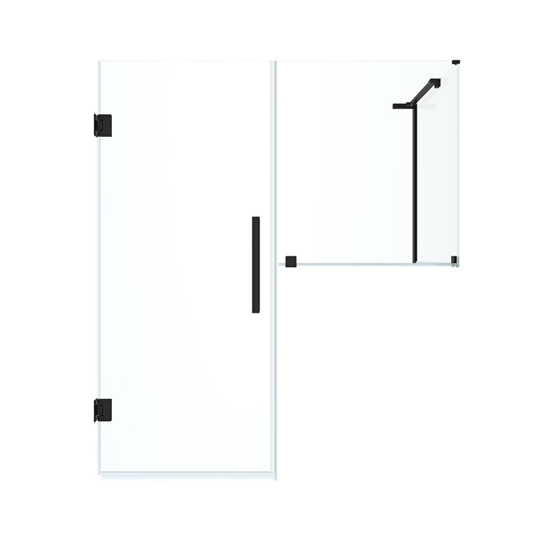 Tampa-Pro Black Frameless Corner Shower Enclosure with Tempered Glass