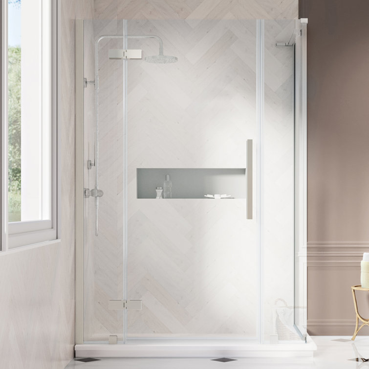 Satin Nickel 72" x 42" Frameless Corner Shower Enclosure