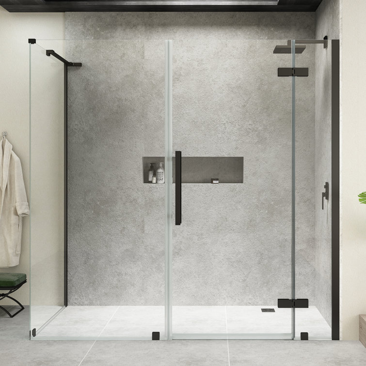 Endless Black Tempered Glass Frameless Corner Shower Kit