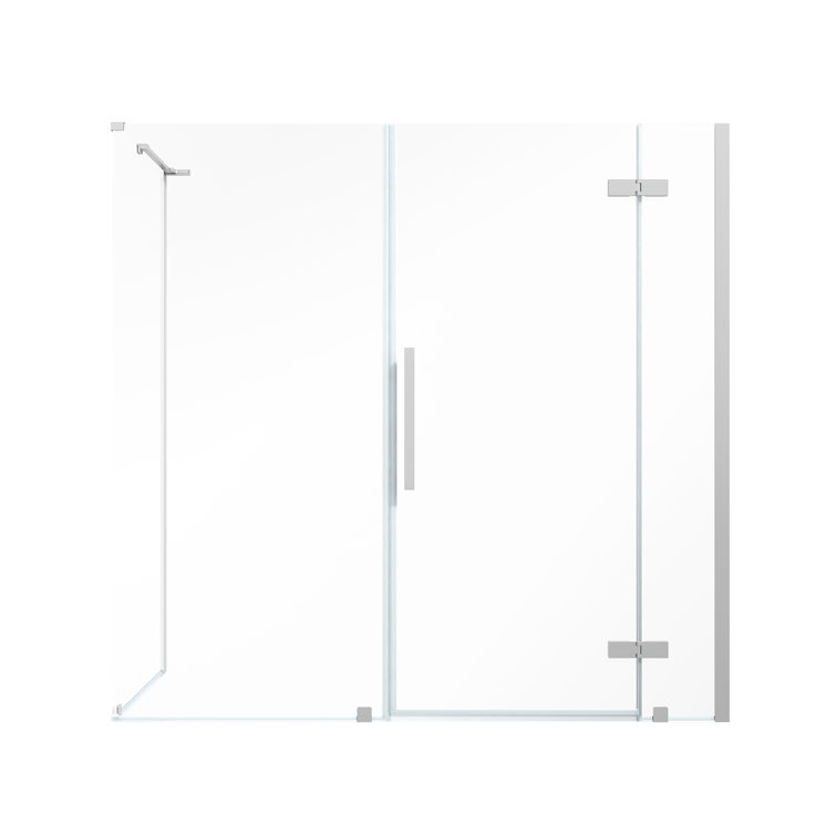 Tampa Satin Nickel Frameless Corner Shower Kit with Tempered Glass Panels