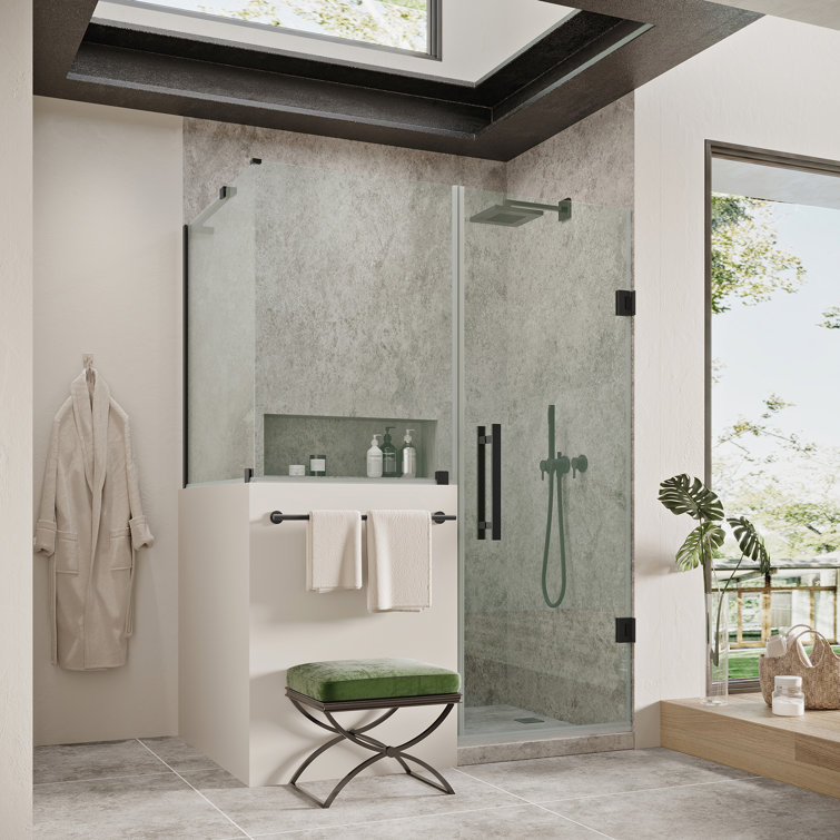 Tampa-Pro Black Frameless Corner Shower Enclosure with Tempered Glass
