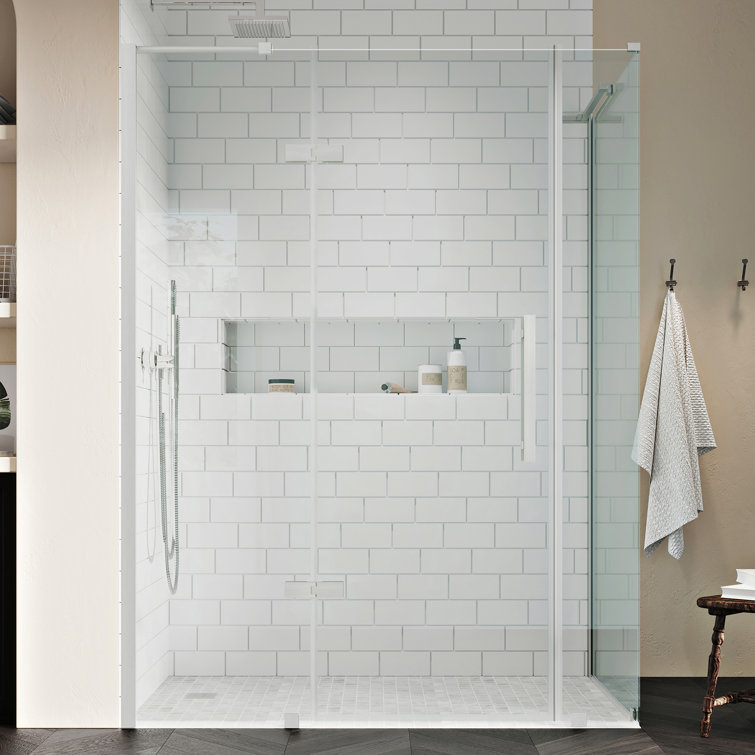 Endless Nickel Frameless Corner Shower Kit with Tempered Glass Panels