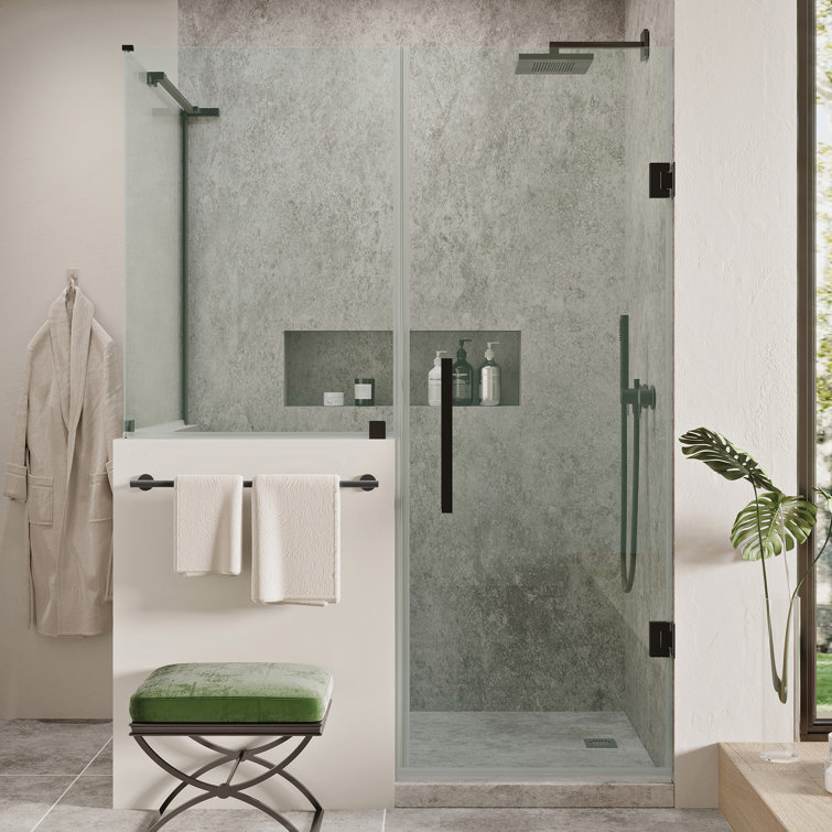 Tampa-Pro Black Frameless Corner Shower Enclosure with Tempered Glass