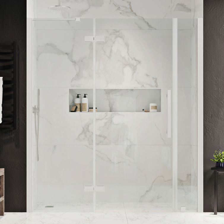Tampa Satin Nickel Frameless Shower Kit with Tempered Glass Panels