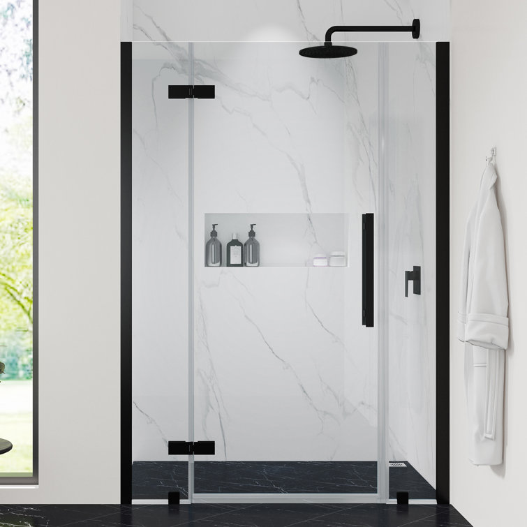 Tampa 50" x 72" Black Frameless Glass Shower Kit