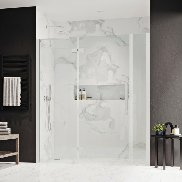 Tampa Satin Nickel Frameless Shower Kit with Tempered Glass Panels