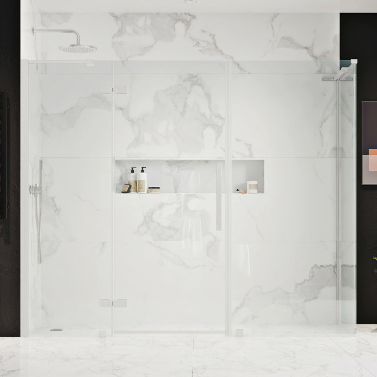 Tampa Frameless Corner Shower Enclosure with Satin Nickel Finish