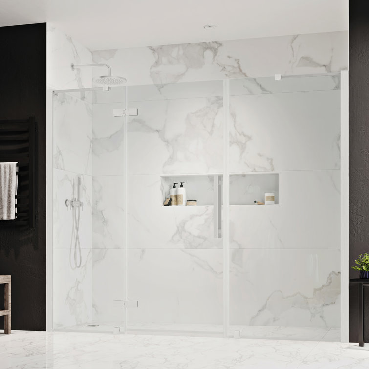 Endless Tampa 87.36'' W 72.01'' H Frameless Satin Nickel Shower Kit
