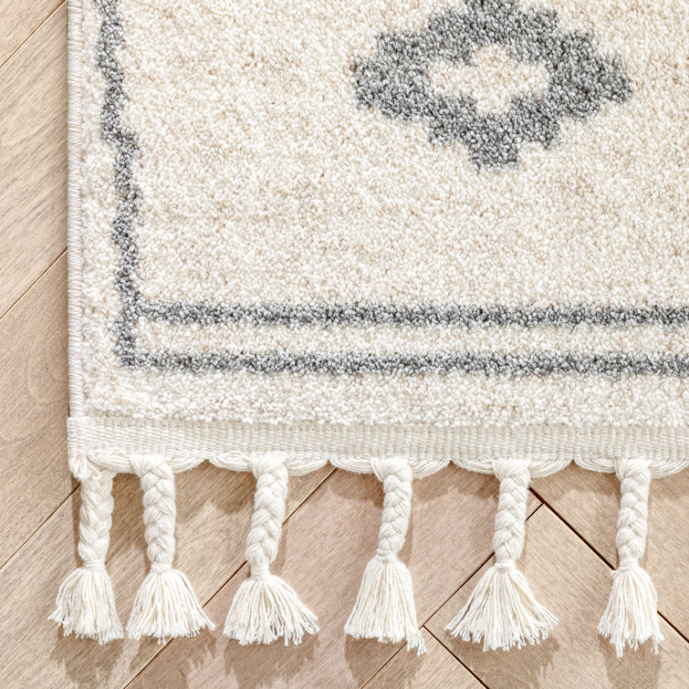 Reversible Ivory Grey Synthetic Oriental Rug 8' x 10'