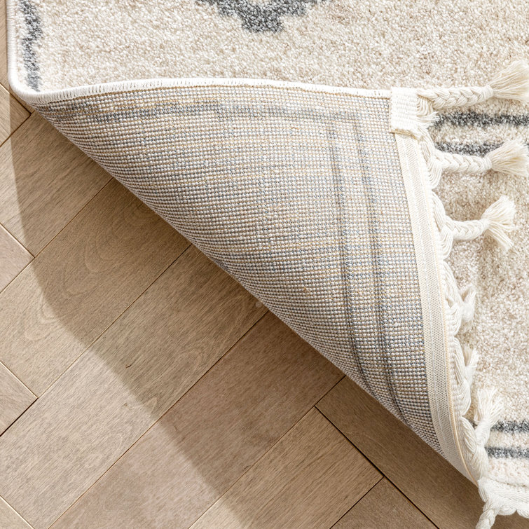 Reversible Ivory Grey Synthetic Oriental Rug 8' x 10'