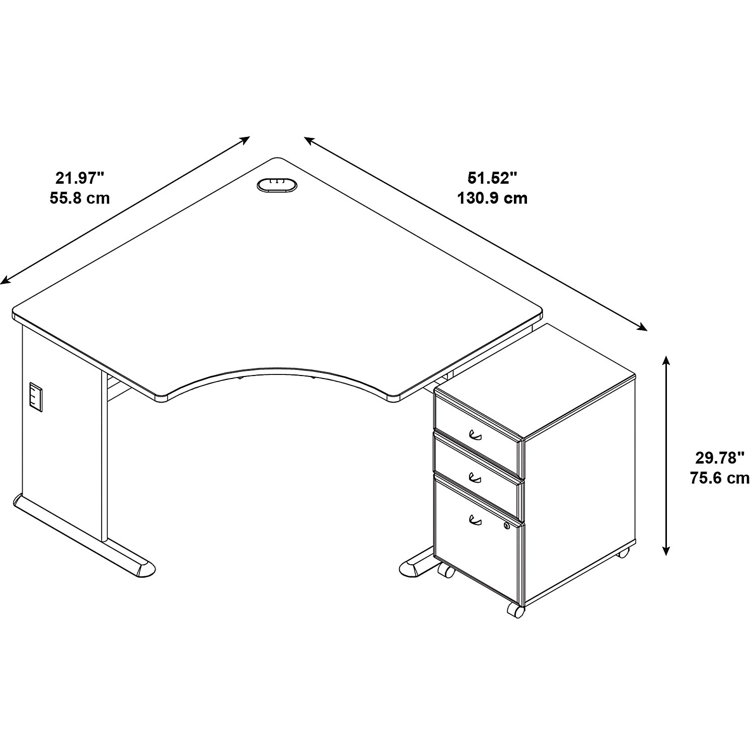 Hansen Cherry L-Shape Executive Desk with Mobile File Cabinet