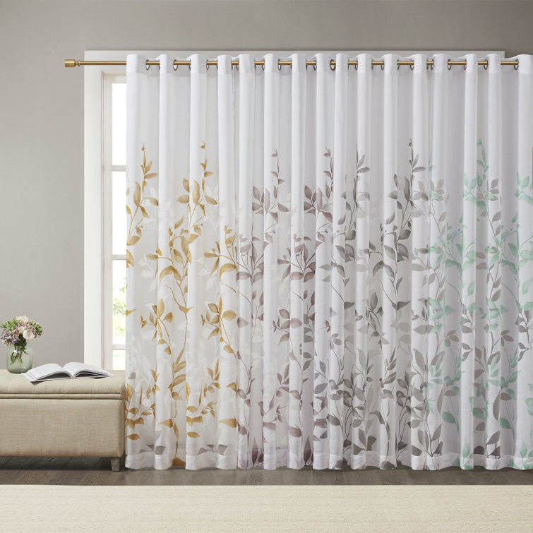 Cecily Floral Printed Burnout Sheer Grommet Single Curtain Panel