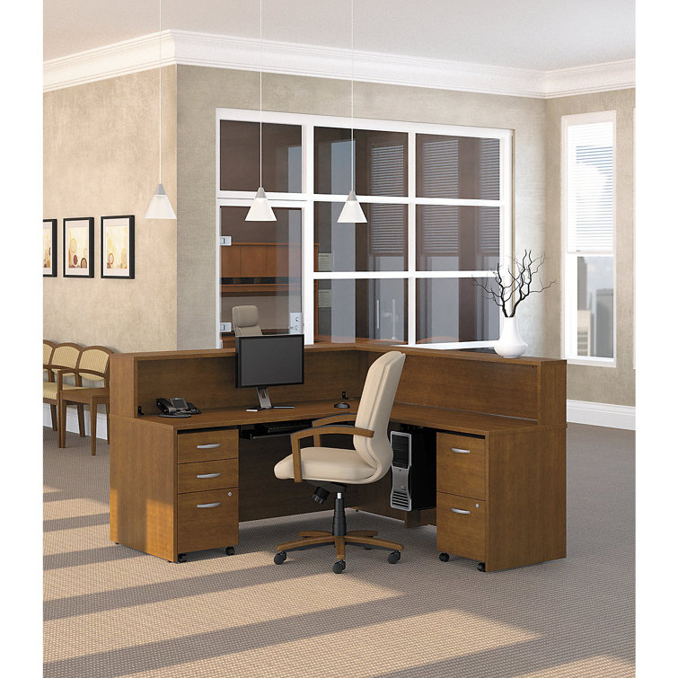 Hansen Cherry Graphite Gray Executive Office Desk with Drawer