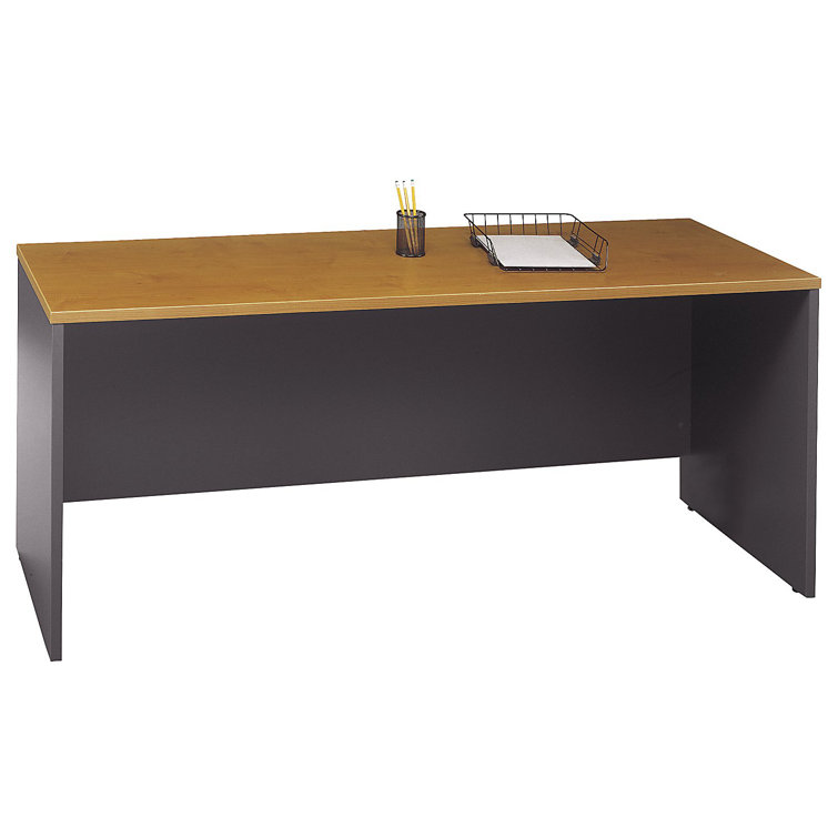 Natural Cherry and Graphite Gray Executive Desk with Drawer and Filing Cabinet