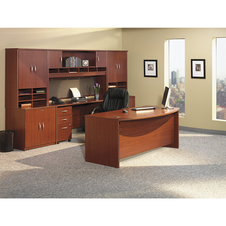 Mahogany Engineered Wood 3-Drawer Mobile File Cabinet with Lock