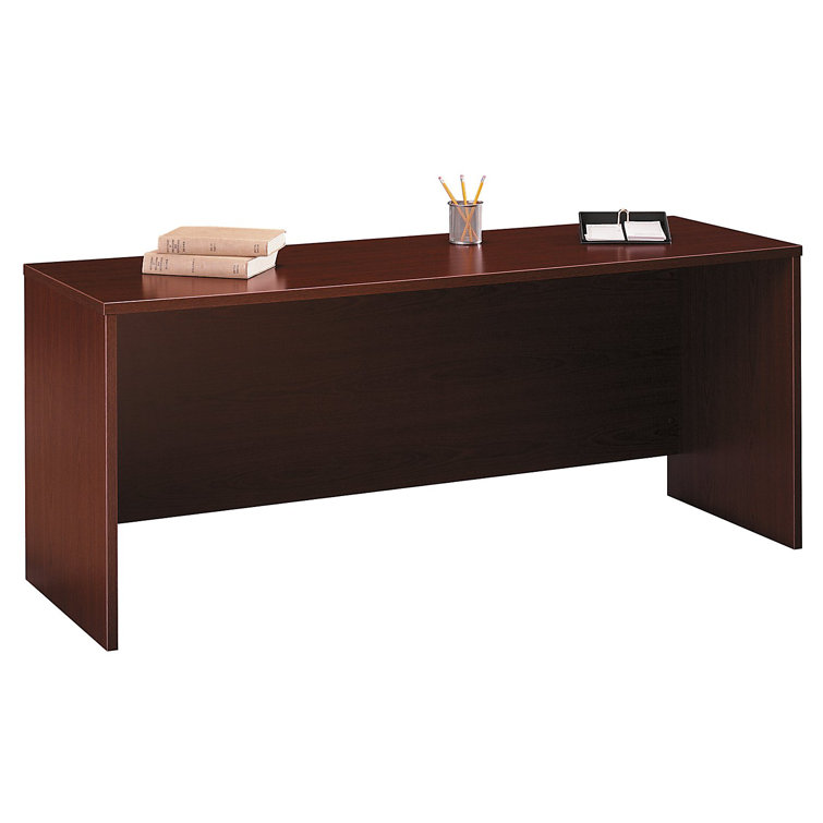 Contemporary Mahogany Home Office Desk with Drawer and Filing Cabinet