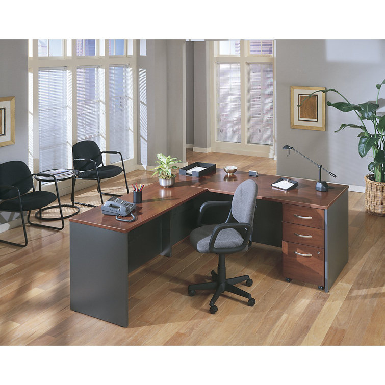 Transitional Mocha Cherry Executive Office Desk with Drawer