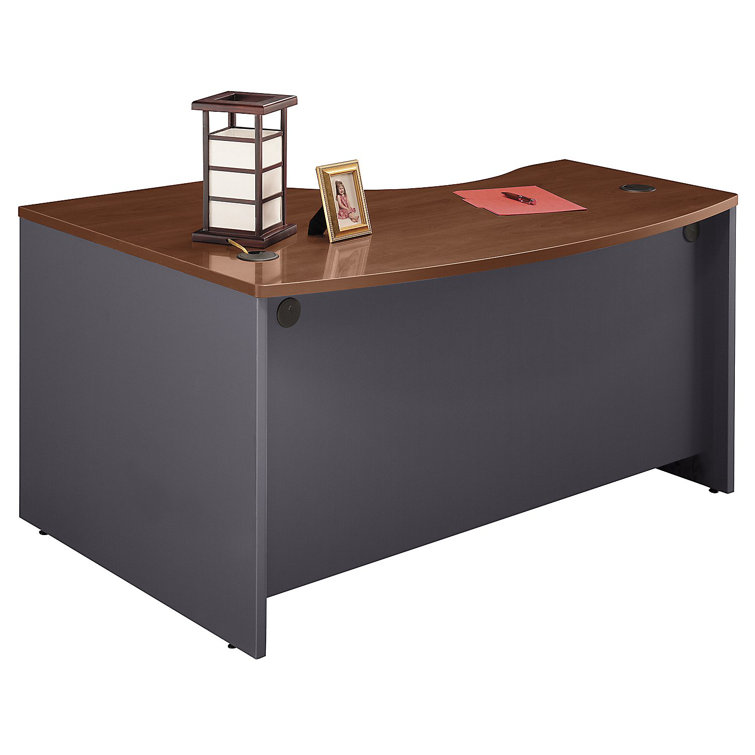 Hansen Cherry Executive Corner Desk with Filing Cabinet and Keyboard Tray
