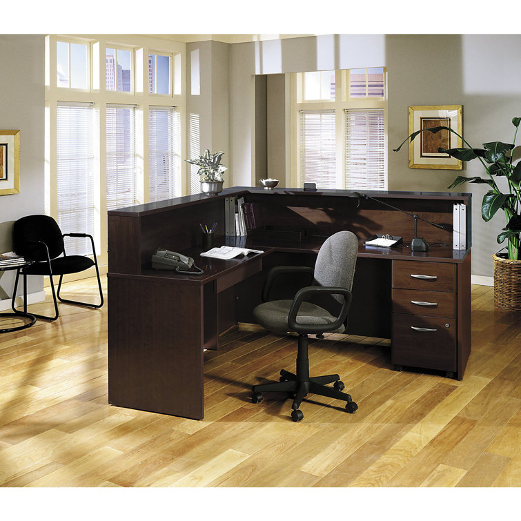 Transitional Mocha Cherry Executive Office Desk with Drawer