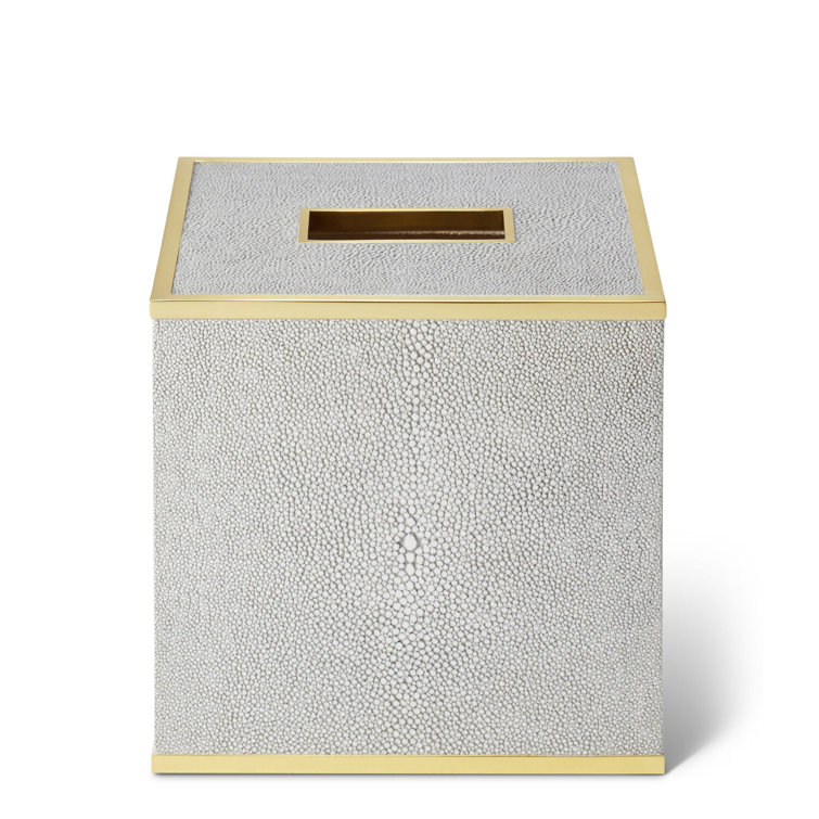 Chocolate Shagreen Tissue Box Cover with Brass Edging