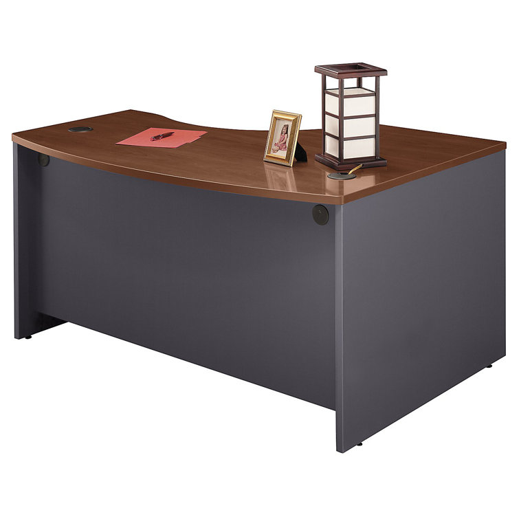 Hansen Cherry Executive Corner Desk with Filing Cabinet and Keyboard Tray