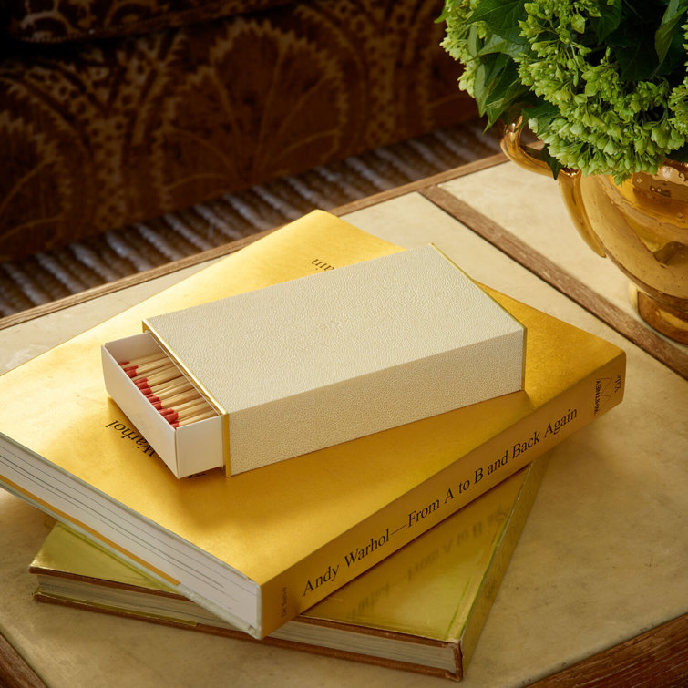 Chocolate Shagreen Oversized Match Box with Gold Trim