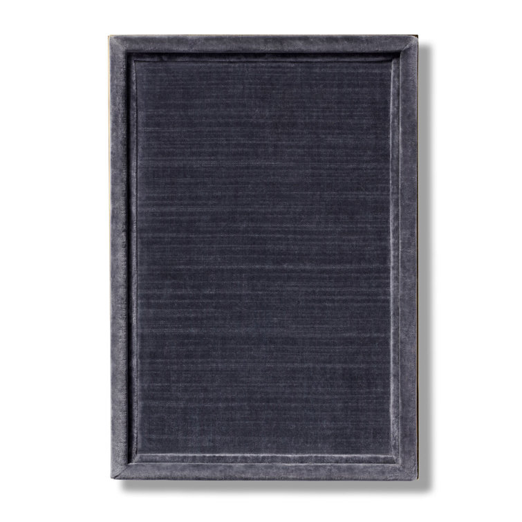 Dusk Blue Velvet and Brass Rectangular Vanity Tray