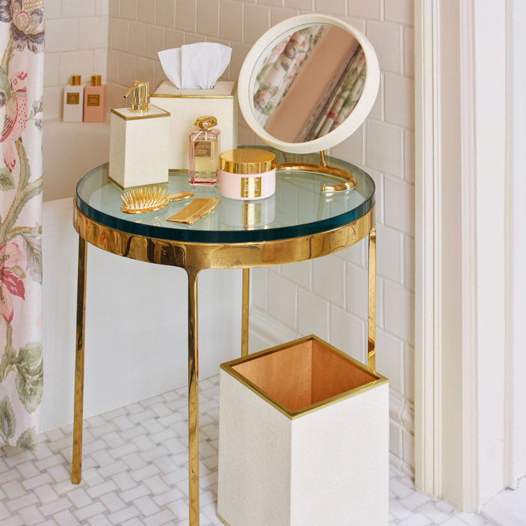 Cream Faux Shagreen Soap Dispenser with Gold Accents