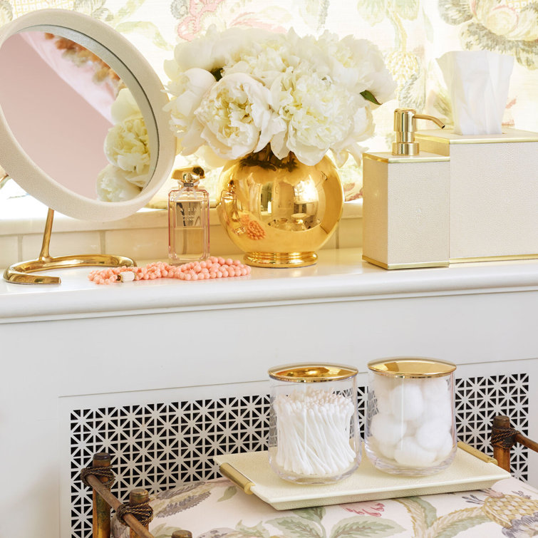 Gold and Clear Crystal Bathroom Storage Canisters Set