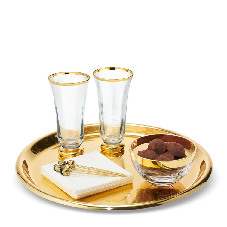 Gold Oval Metal Decorative Serving Tray