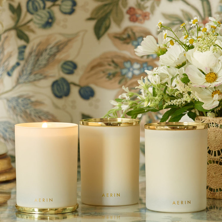 Cream Glass Orange Blossom and Cedar Scented Candle