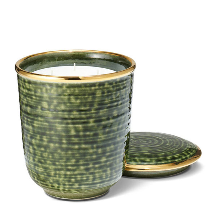 Forest Green Ceramic Scented Candle with Gold Lid