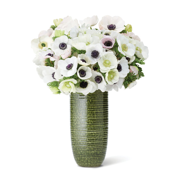 Forest Green Hand-Painted Ceramic Cylinder Vase
