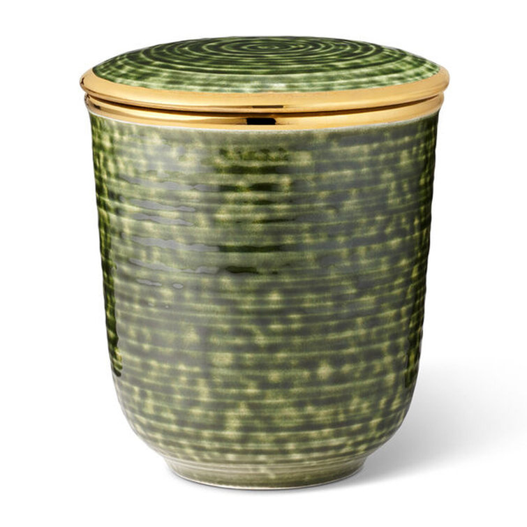 Forest Green Ceramic Scented Candle with Gold Lid
