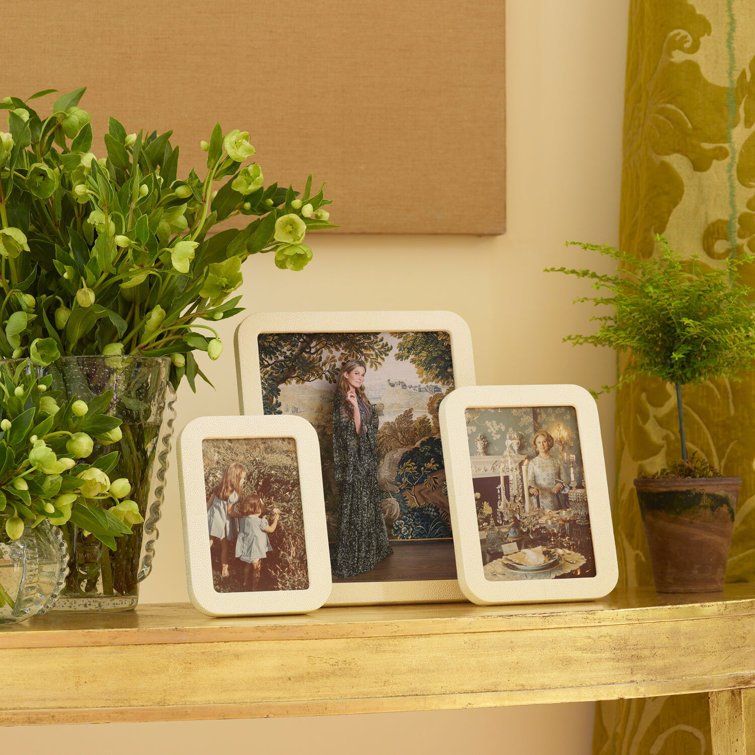 Cream Shagreen Leather 5x7 Picture Frame