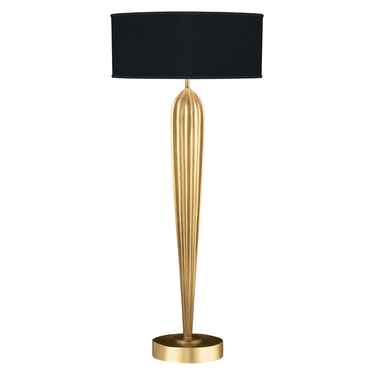 Gold Leaf and Black Slim Ribbed Table Lamp