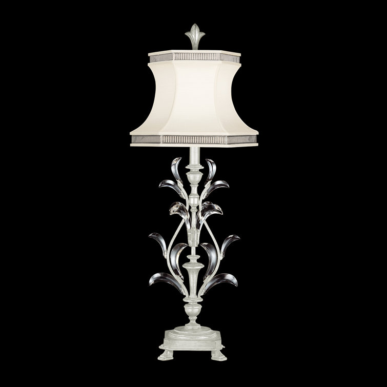 Silver Leaf Crystal 41" Table Lamp with Silk Shade