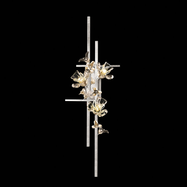 Azu Crystal Embellished 3-Light Silver Leaf Sconce