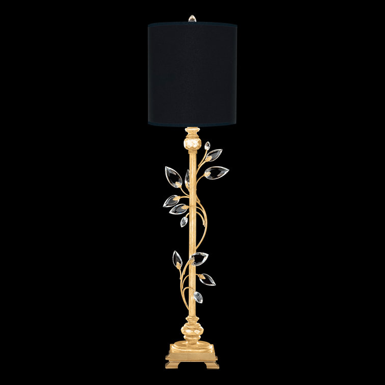 Gold Leaf Crystal Laurel 37" Buffet Lamp with Black Shade