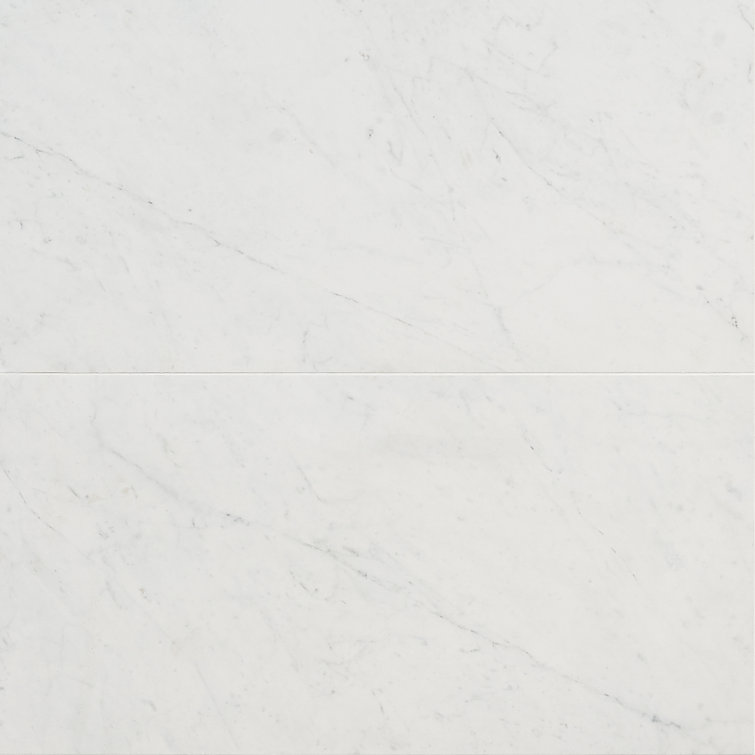 Saroshi 12" x 24" Matte White Marble Look Porcelain Tile