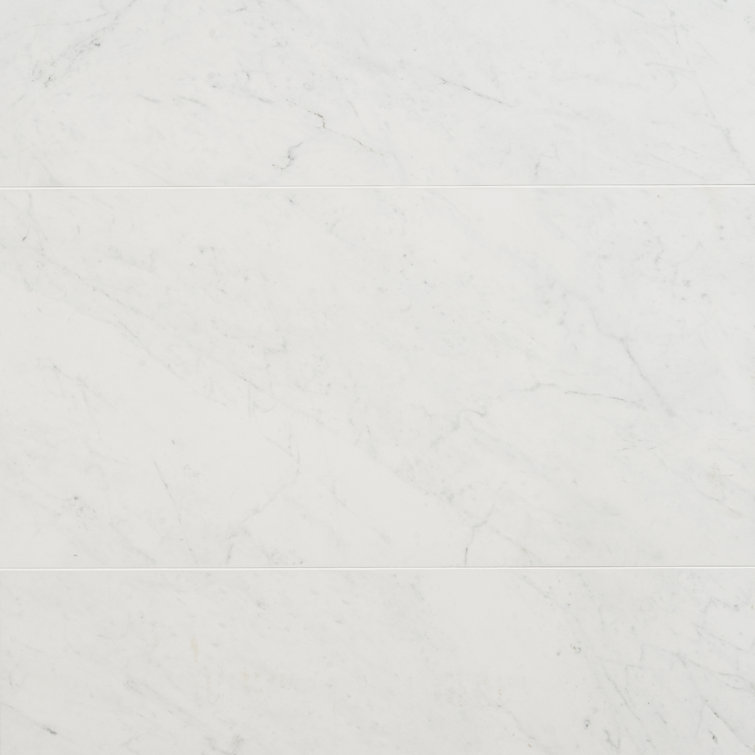 Saroshi 12" x 24" Matte White Marble Look Porcelain Tile