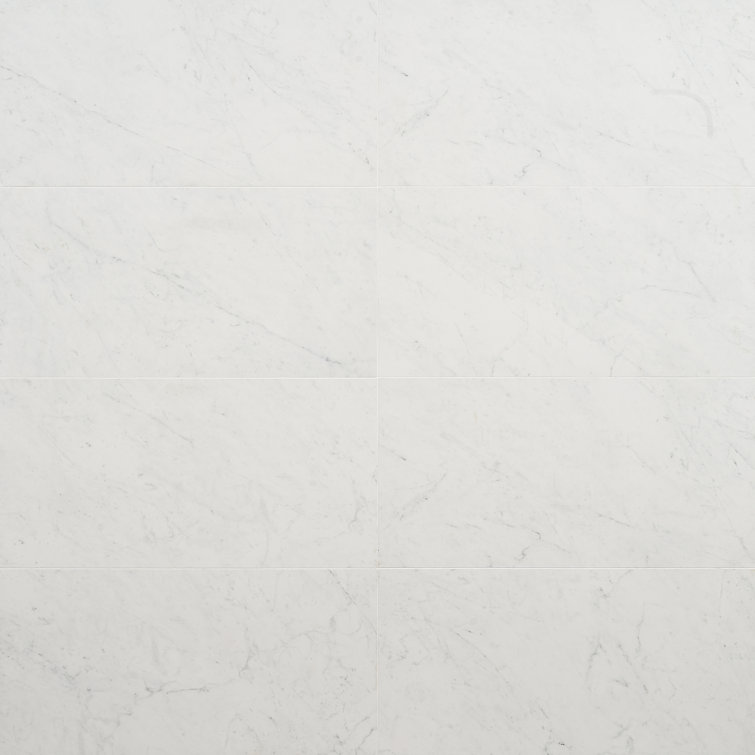Saroshi 12" x 24" Matte White Marble Look Porcelain Tile