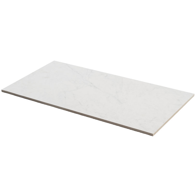 Saroshi 12" x 24" Matte White Marble Look Porcelain Tile