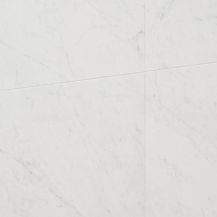 Saroshi 12" x 24" Matte White Marble Look Porcelain Tile