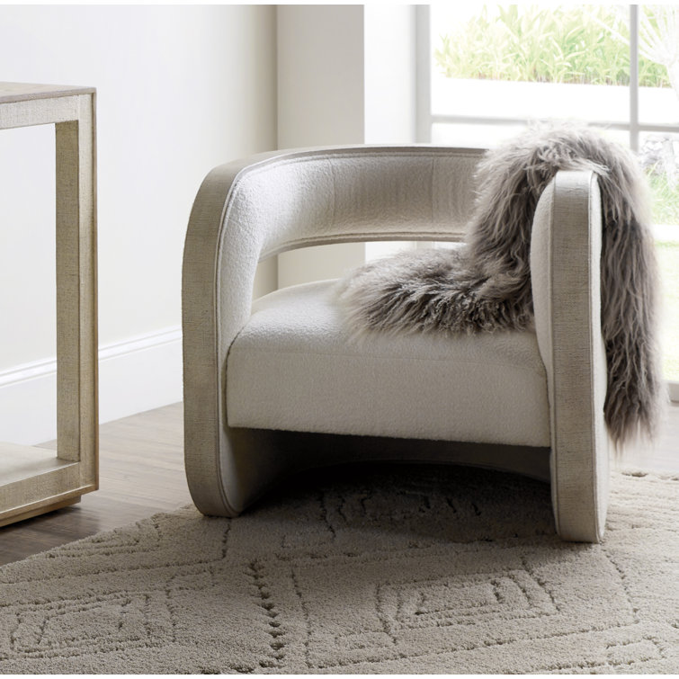 White Burlap and Fabric Handcrafted Accent Chair